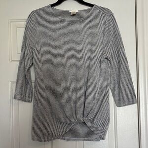 Matty M Black and Gray Striped 3/4 Sleeve Top